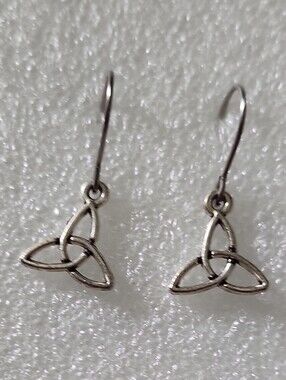 Hand Crafted Silver Trinity Knot Drop Earrings